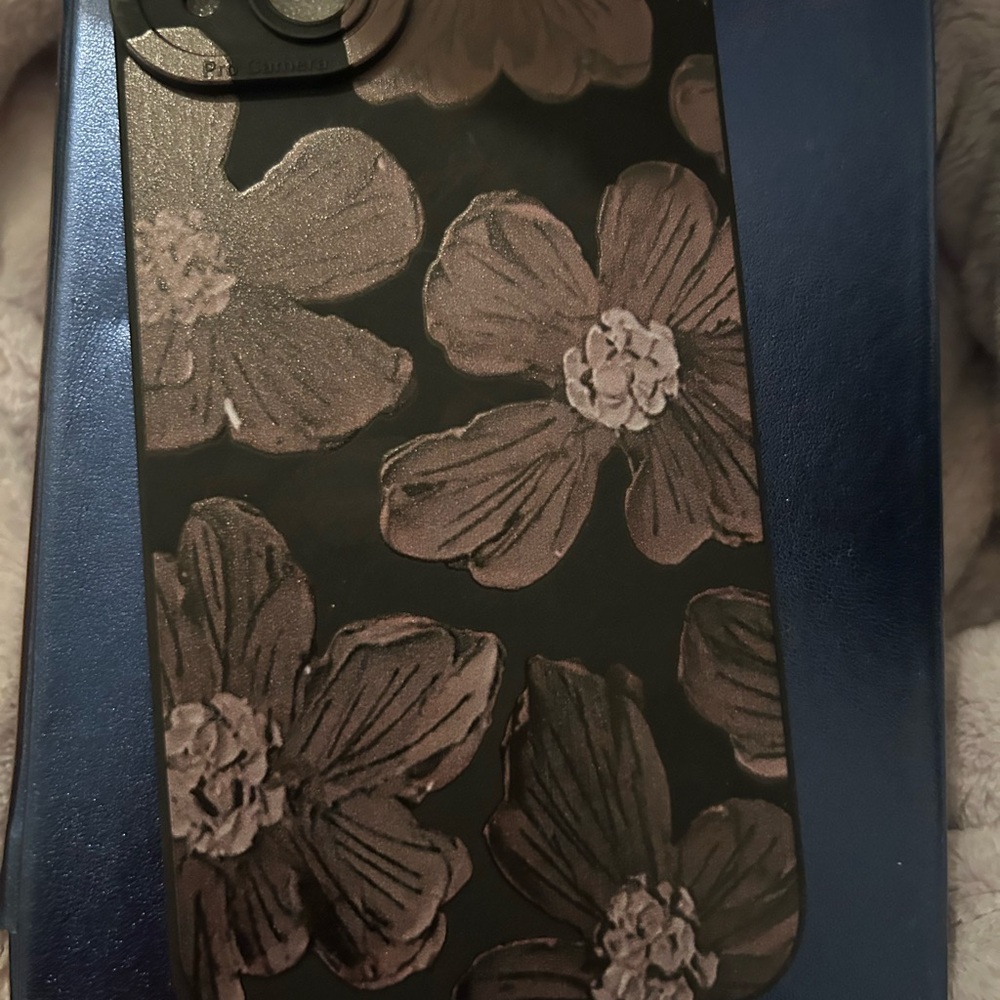 Floral Patterned Phone Case - Black and purple